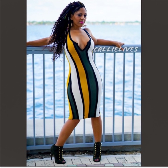 Callie Striped Olives: Mustard Racerback Dress - Picture 8 of 8